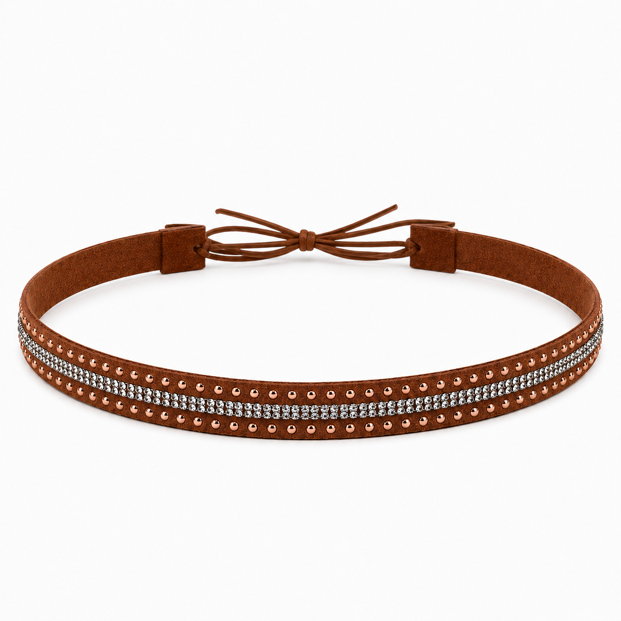 Western Rhinestone Studded Adjustable Brown Hat Band