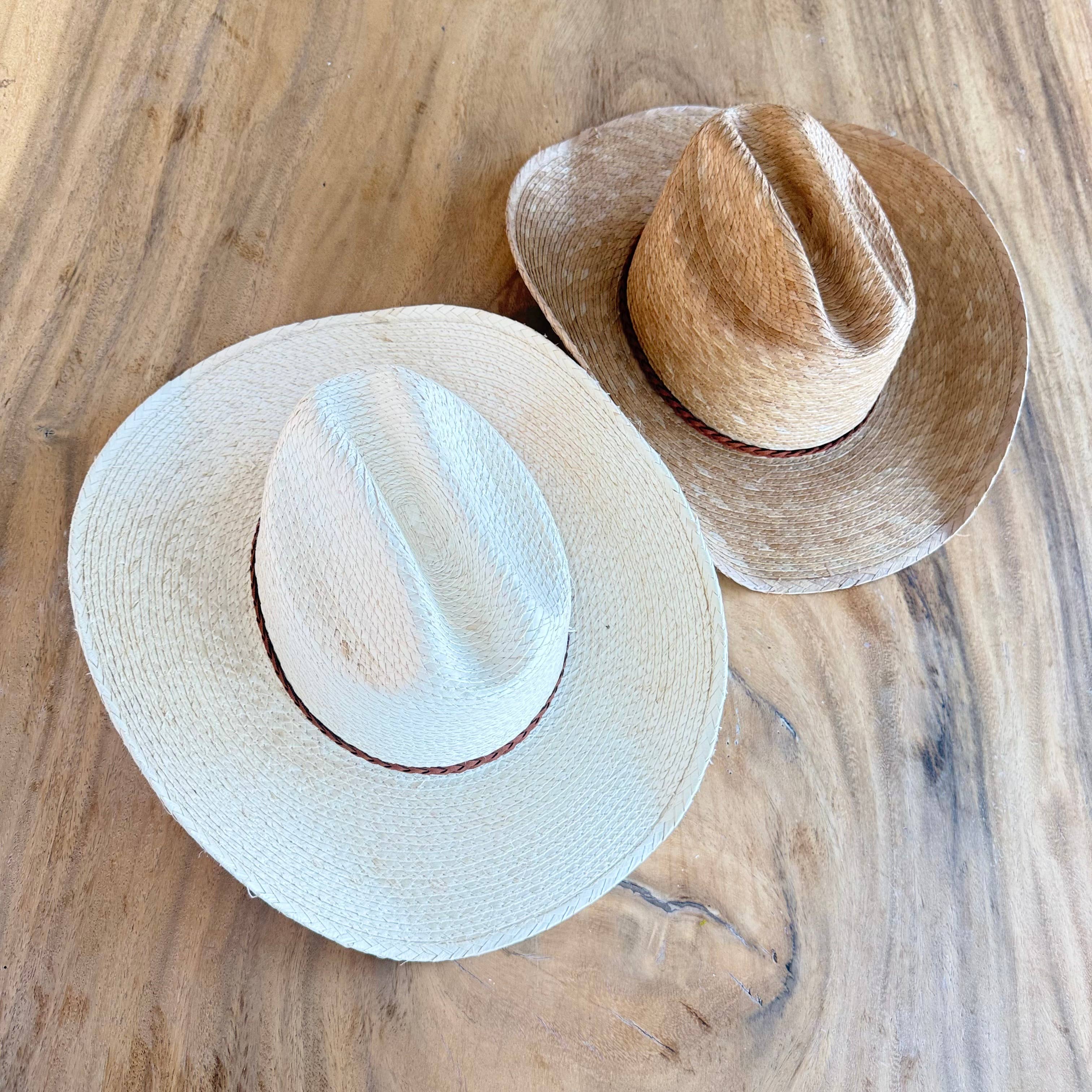 Natural Palm Leaf Cowboy Hat with Braided Band