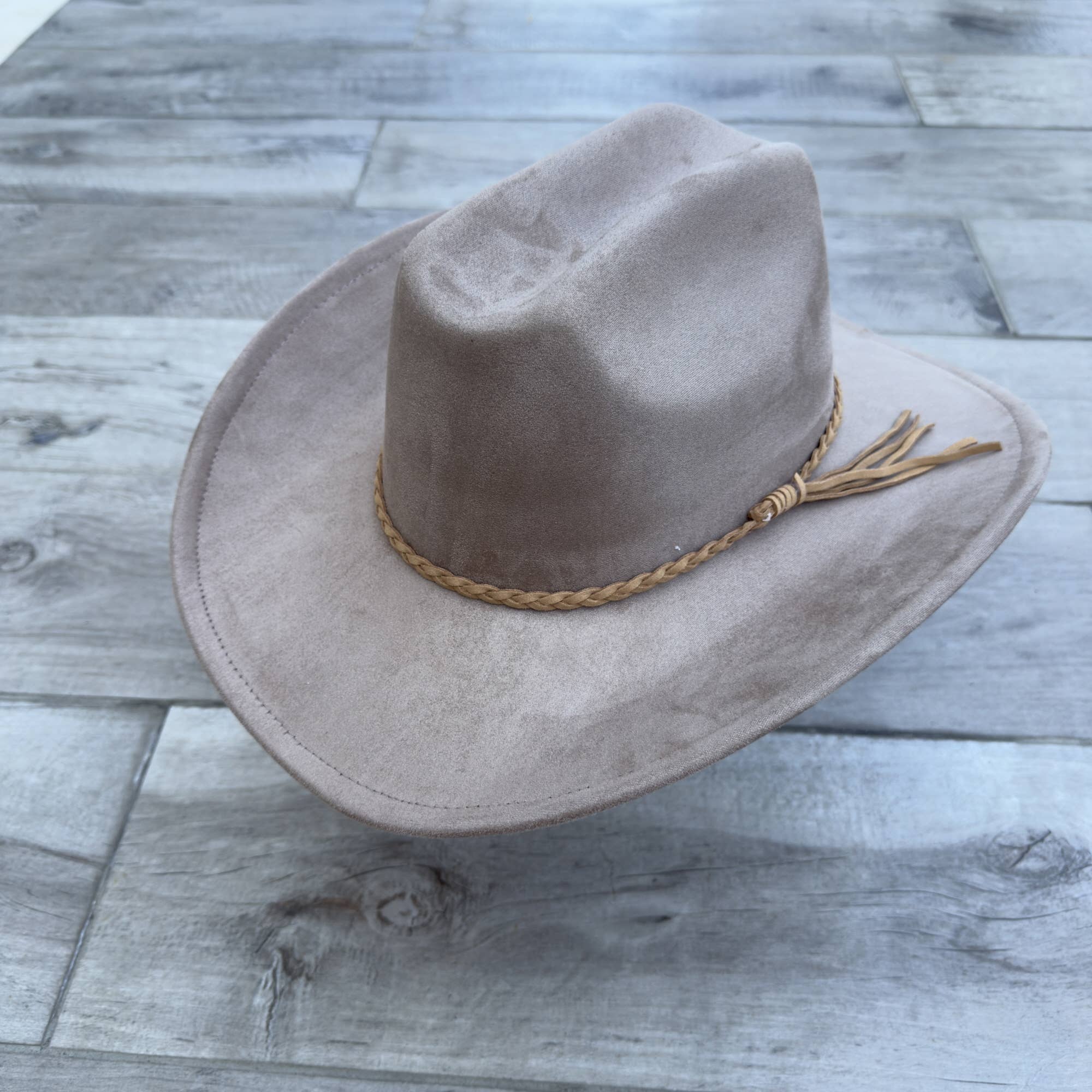 Vegan Suede Cattleman Cowboy Hat with Suede Hat Band