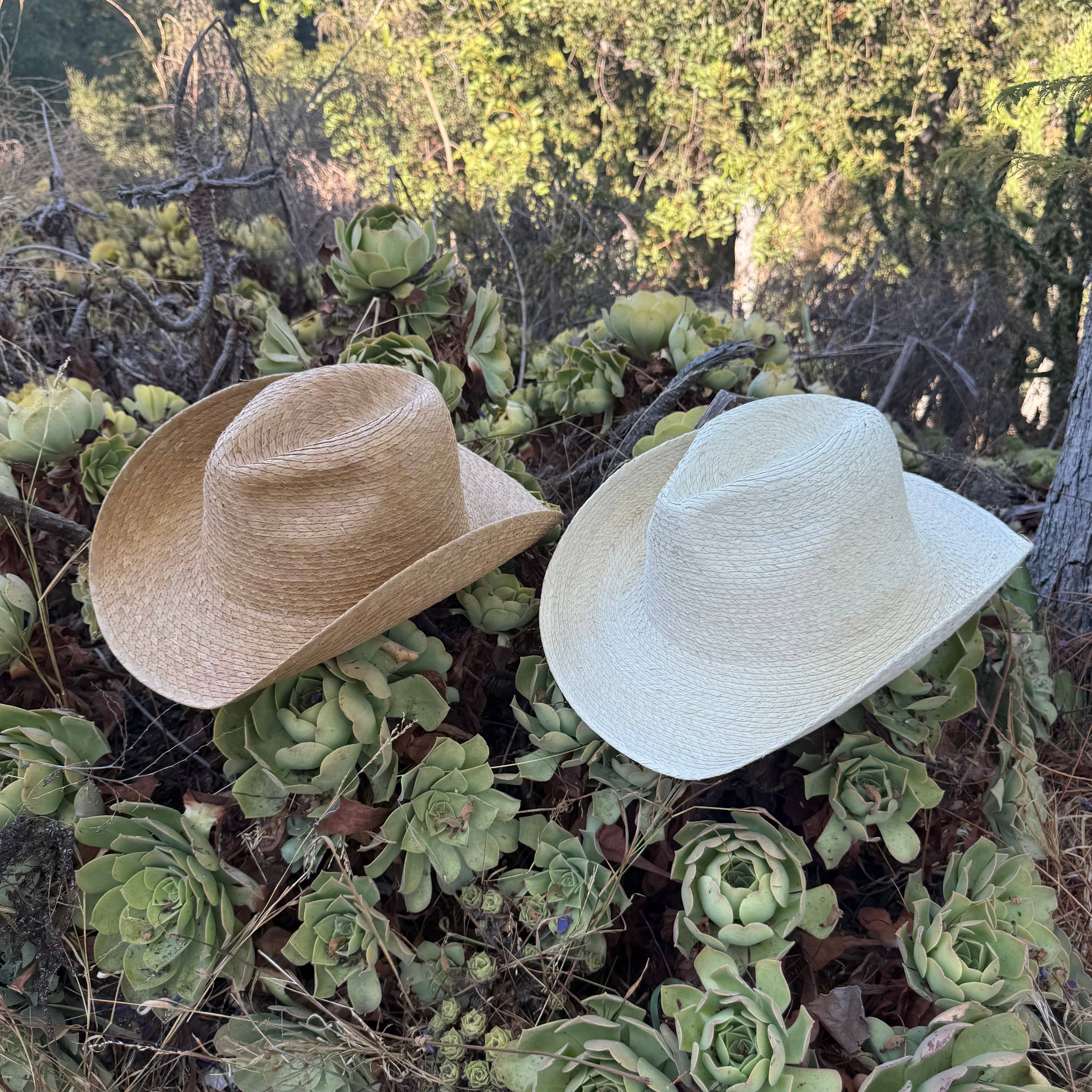 Natural Palm Leaf Cowboy Hat – Starched Western Sun Hat UPF