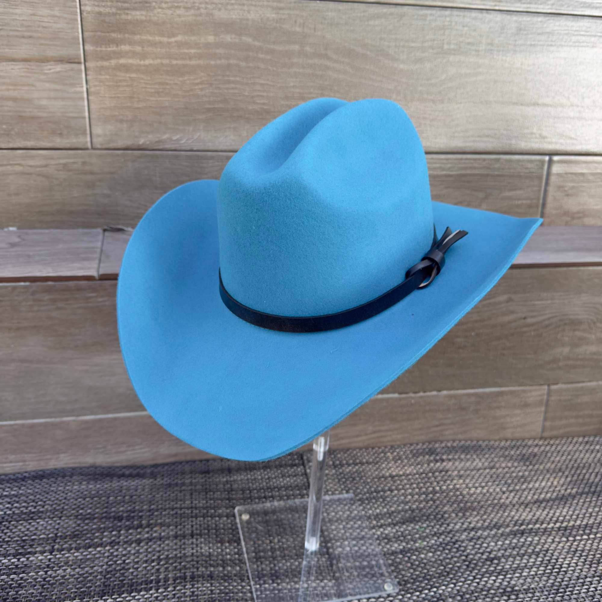 Australian Wool Cattleman Cowboy Hat with Leather Band - Teal