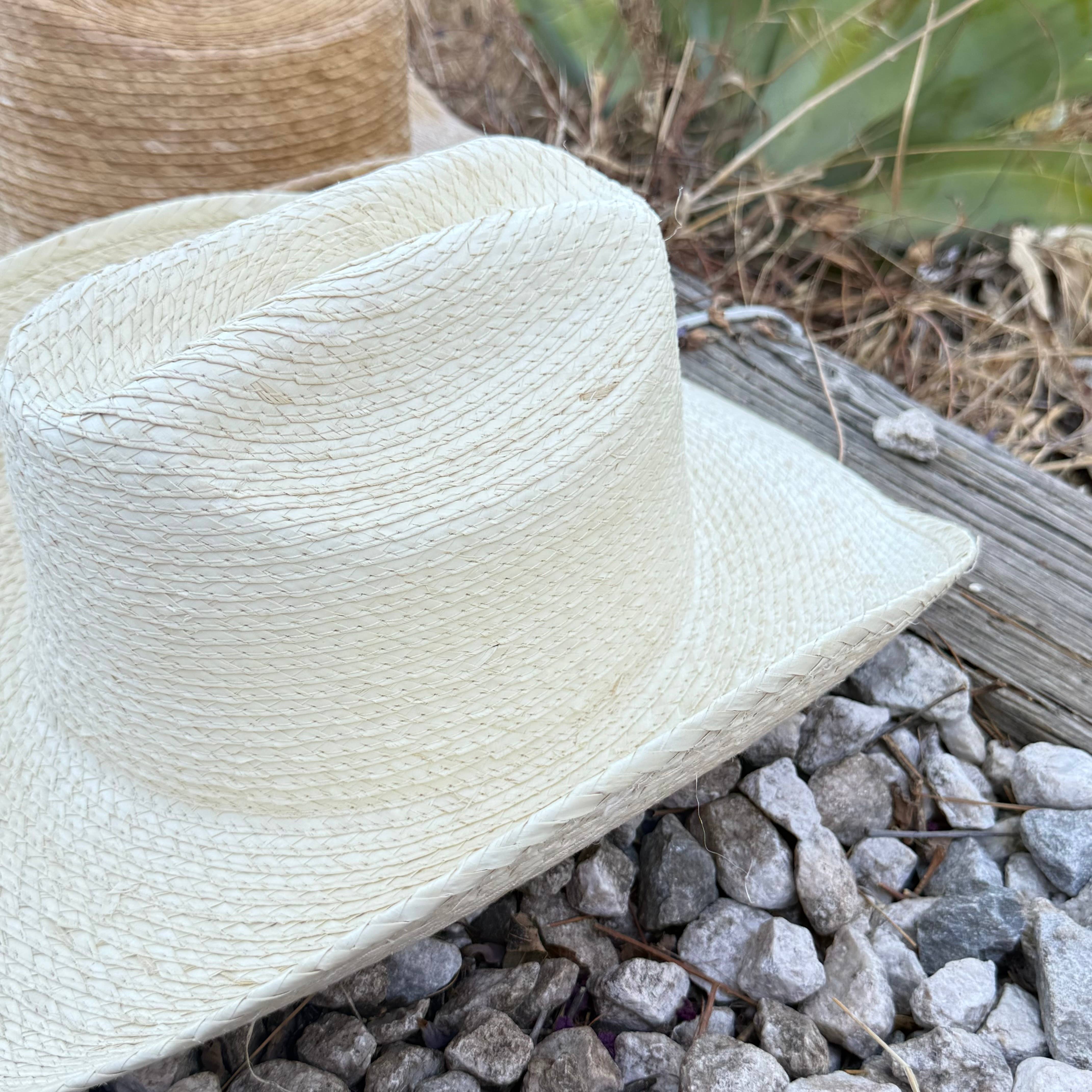 Natural Palm Leaf Cowboy Hat with Braided Band