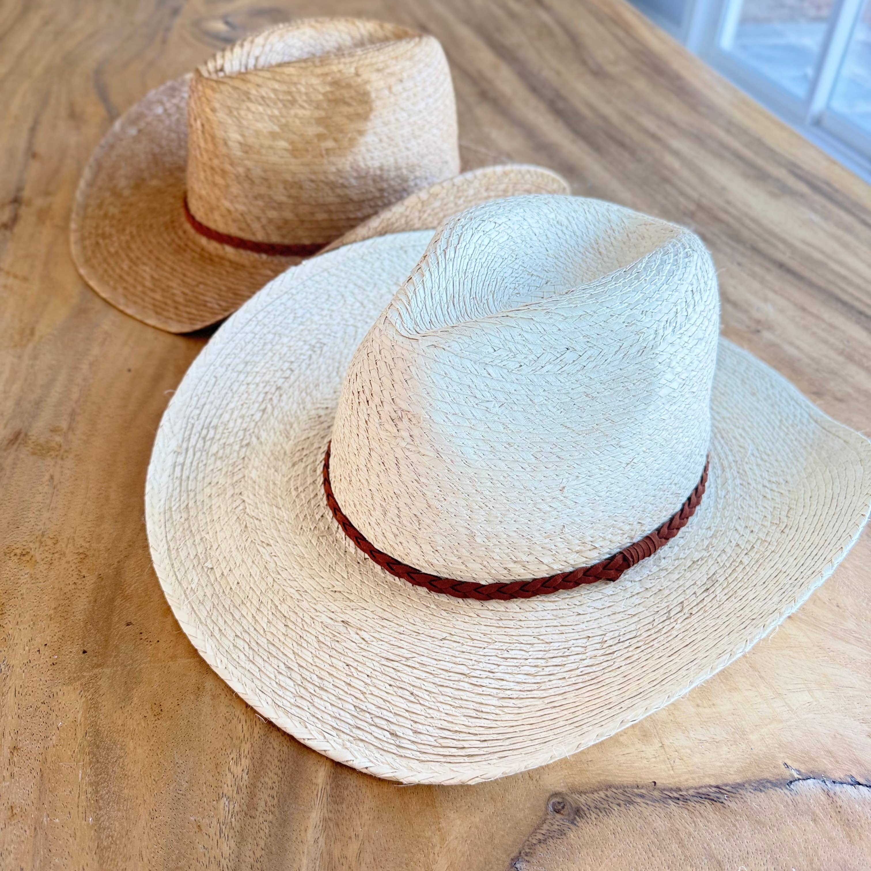 Natural Palm Leaf Cowboy Hat – Starched Western Sun Hat UPF