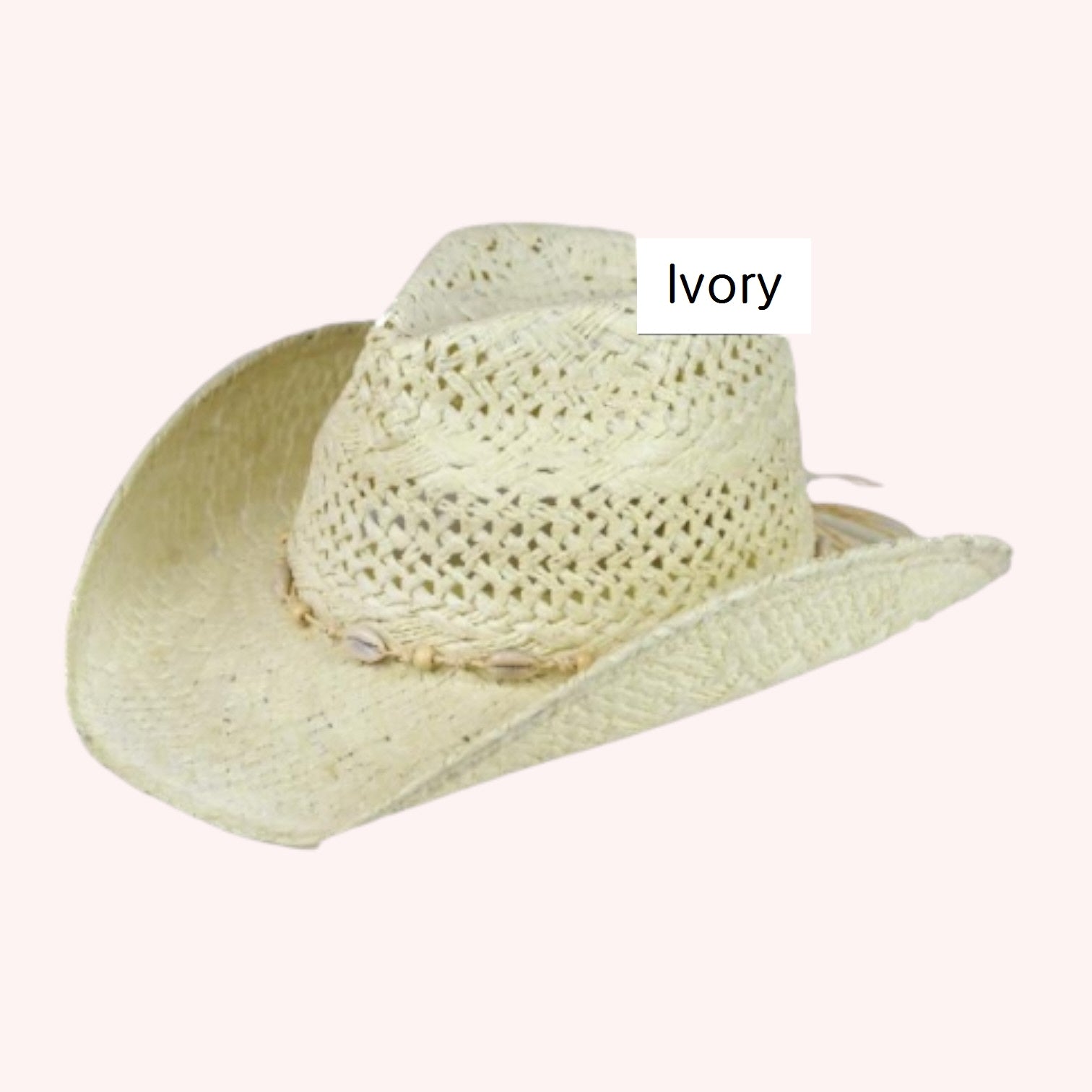 BEAD SHELLS BAND COWBOY COWGIRL HANDMADE HAT
