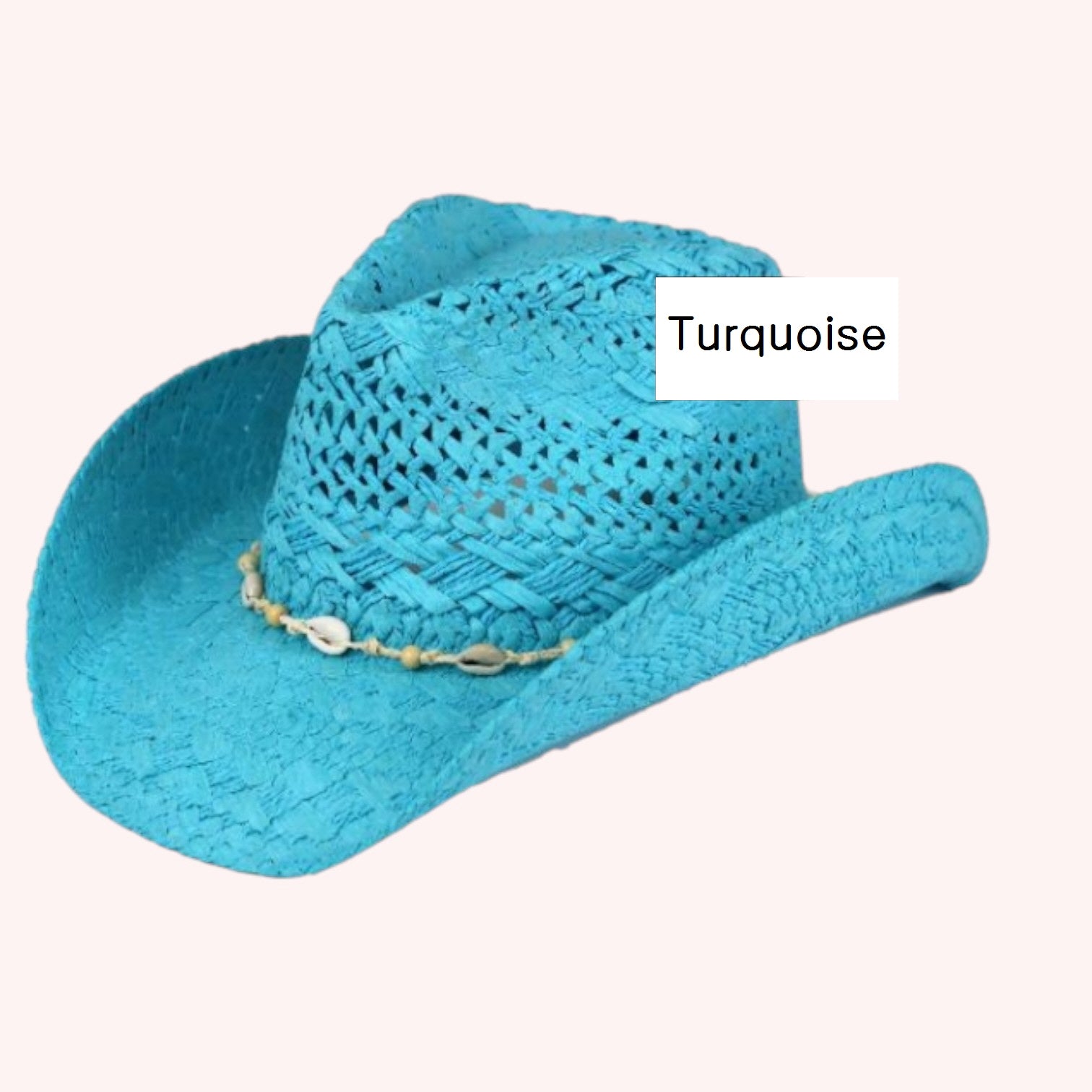 BEAD SHELLS BAND COWBOY COWGIRL HANDMADE HAT