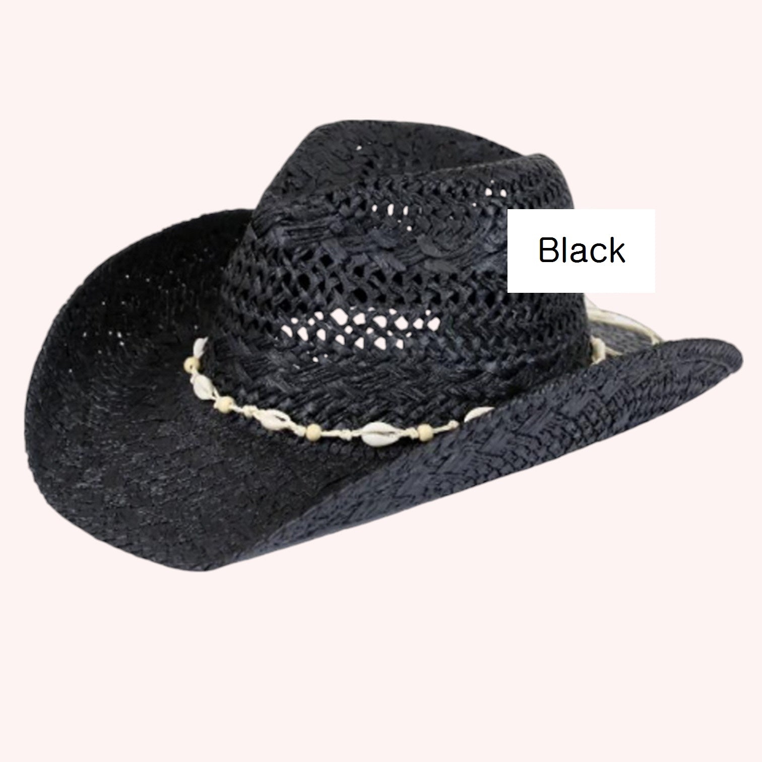 BEAD SHELLS BAND COWBOY COWGIRL HANDMADE HAT
