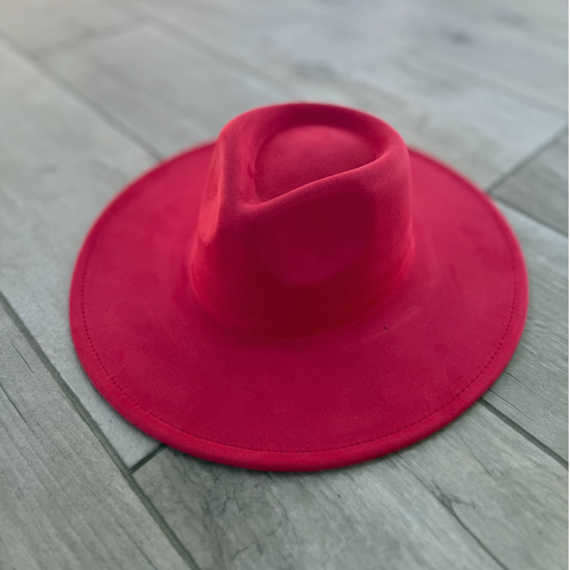 Vegan Suede Wide Brim Rancher Hat – Structured Flat Brim