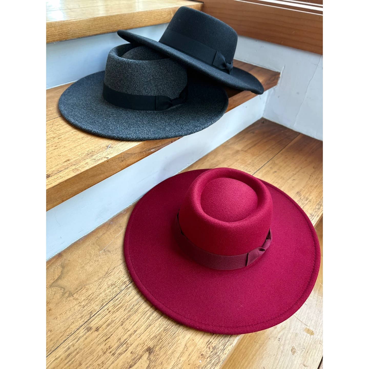 Structured Wide Brim Hat in Faux Felt