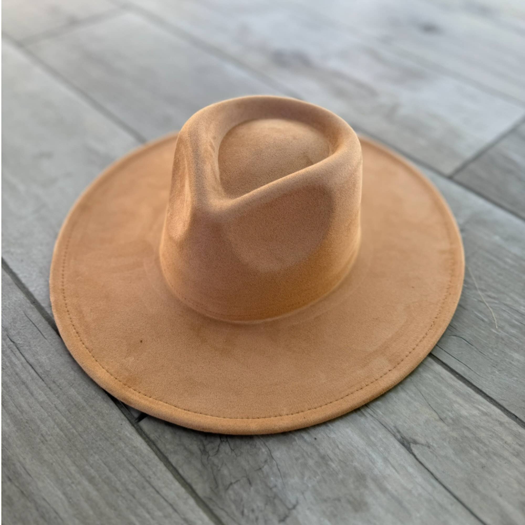 Vegan Suede Wide Brim Rancher Hat – Structured Flat Brim