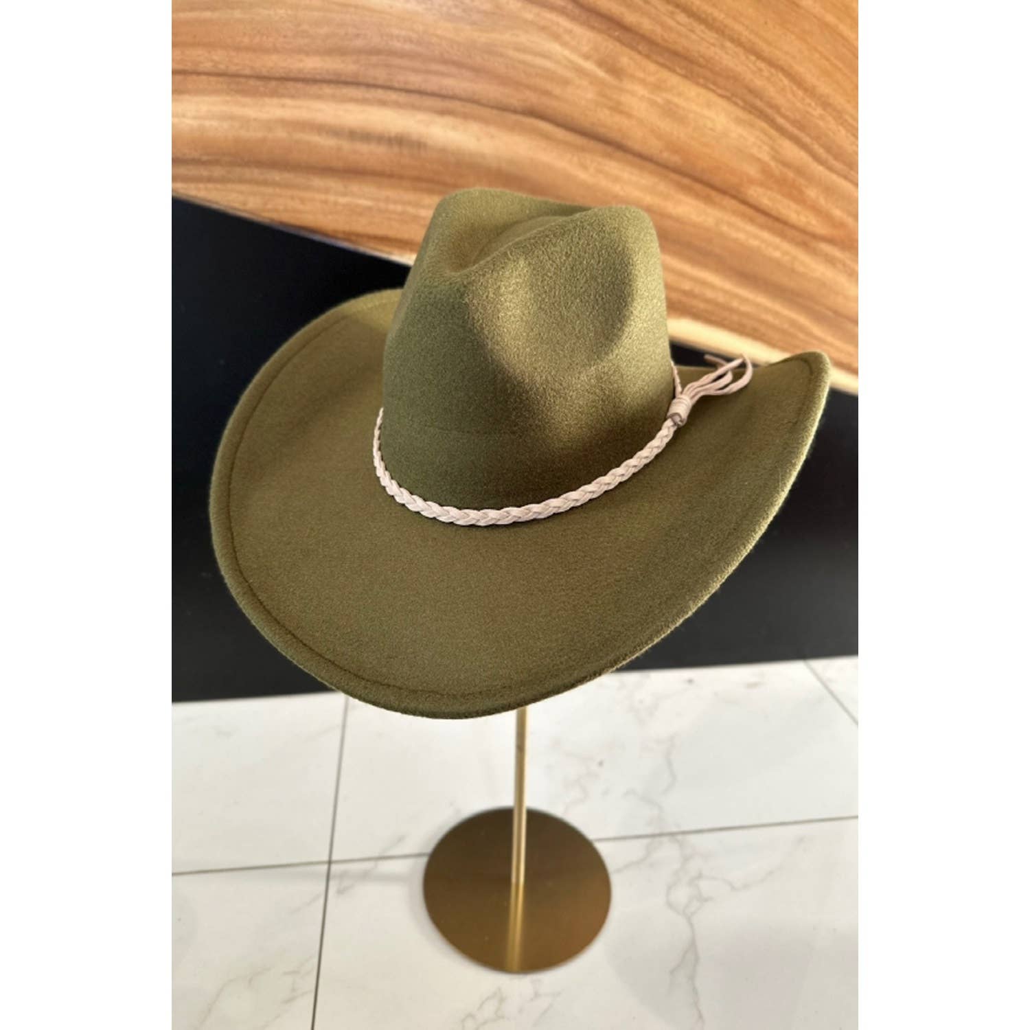 Vegan Felt Cowboy Hat with Suede Belt