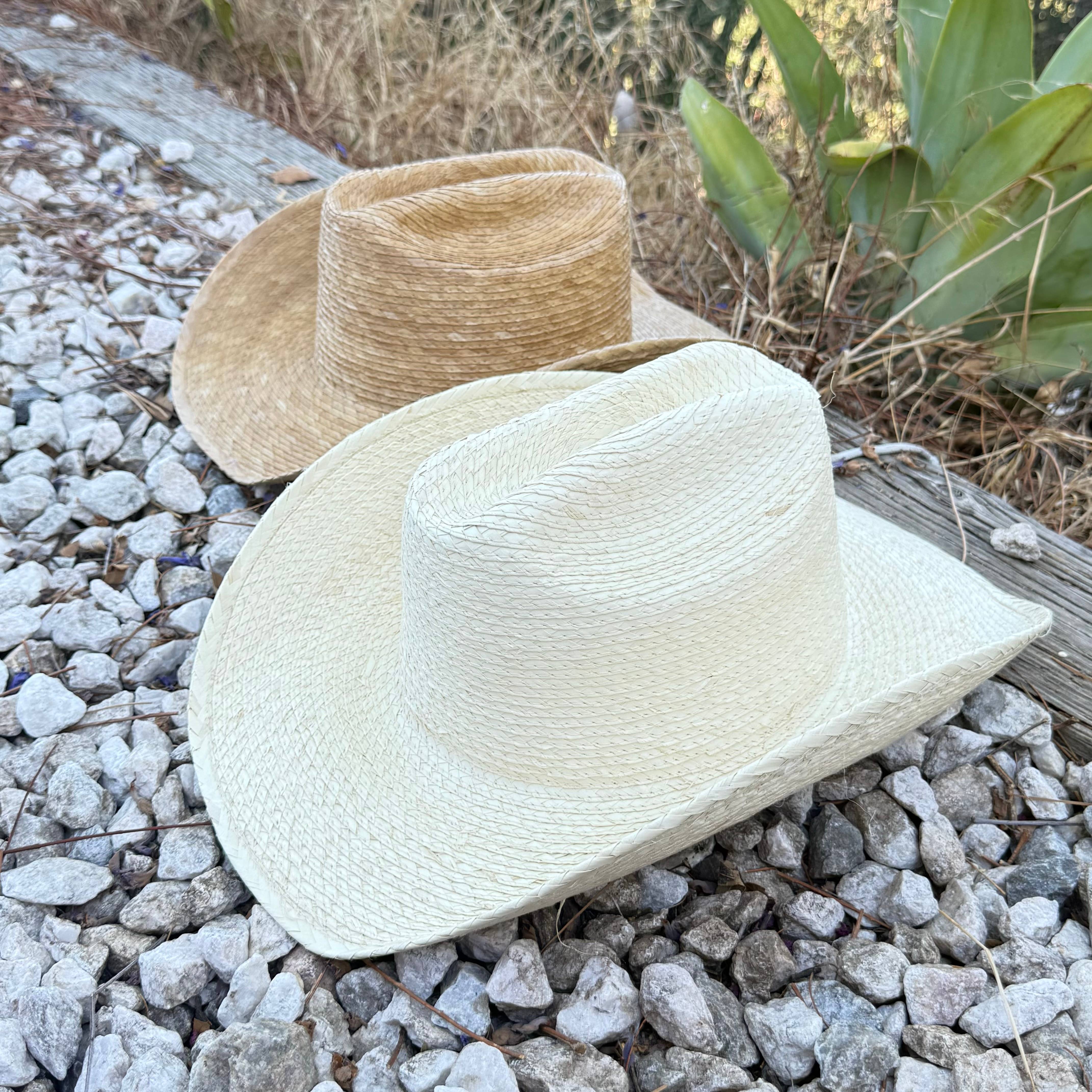 Natural Palm Leaf Cowboy Hat with Braided Band