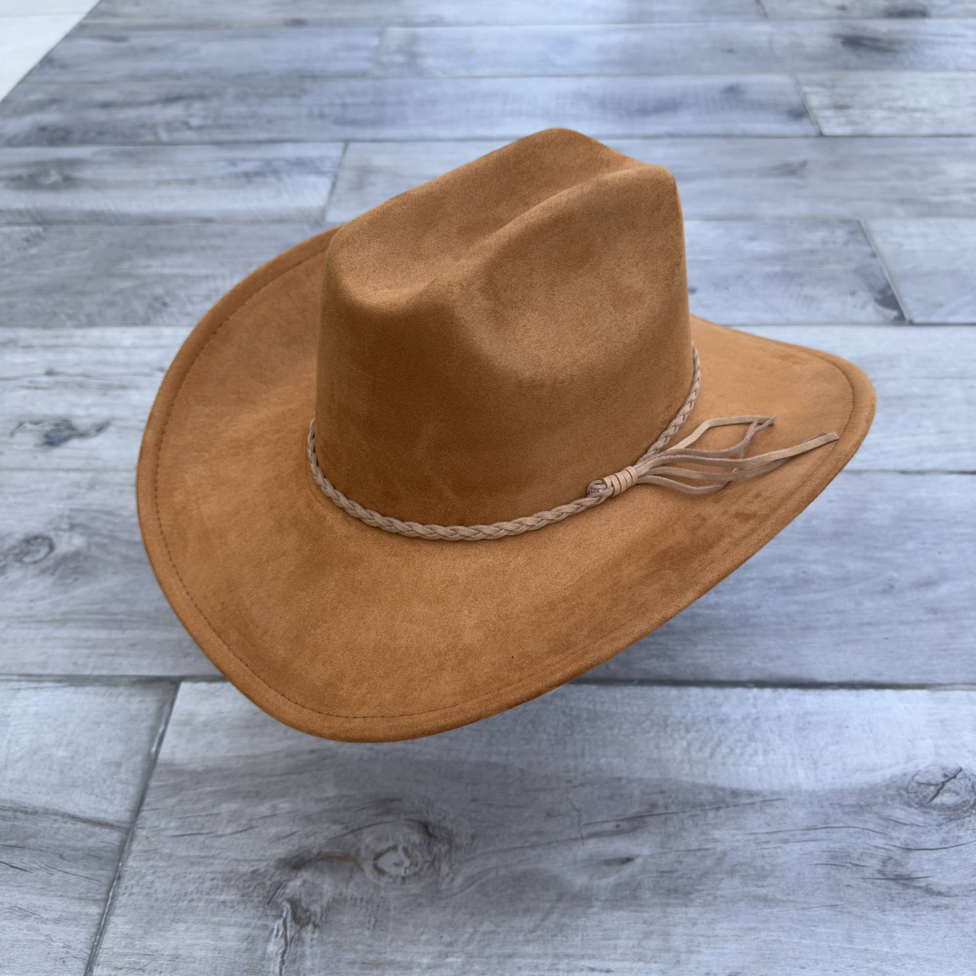 Vegan Suede Cattleman Cowboy Hat with Suede Hat Band