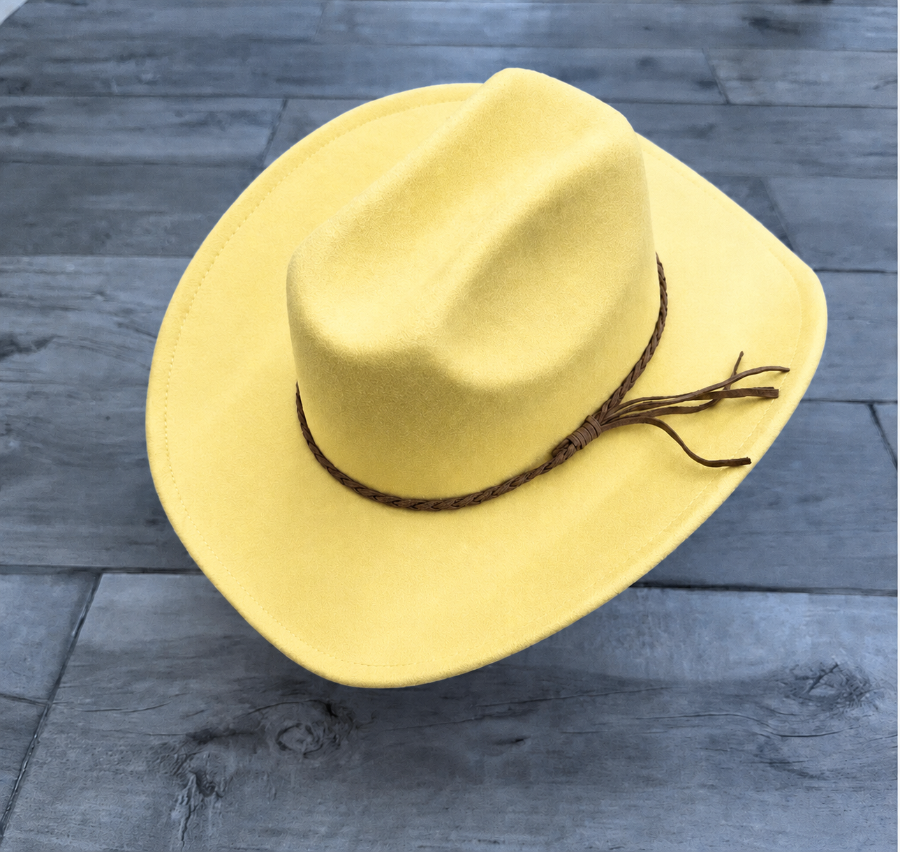 Vegan Suede Cattleman Cowboy Hat with Suede Hat Band