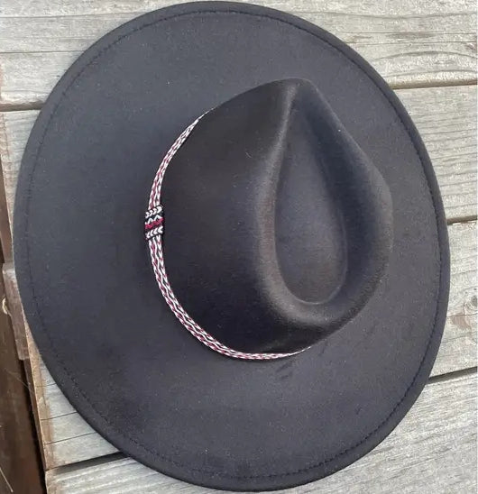 VEGAN FELT PANAMA HAT  W/ JACQUARD TAPE