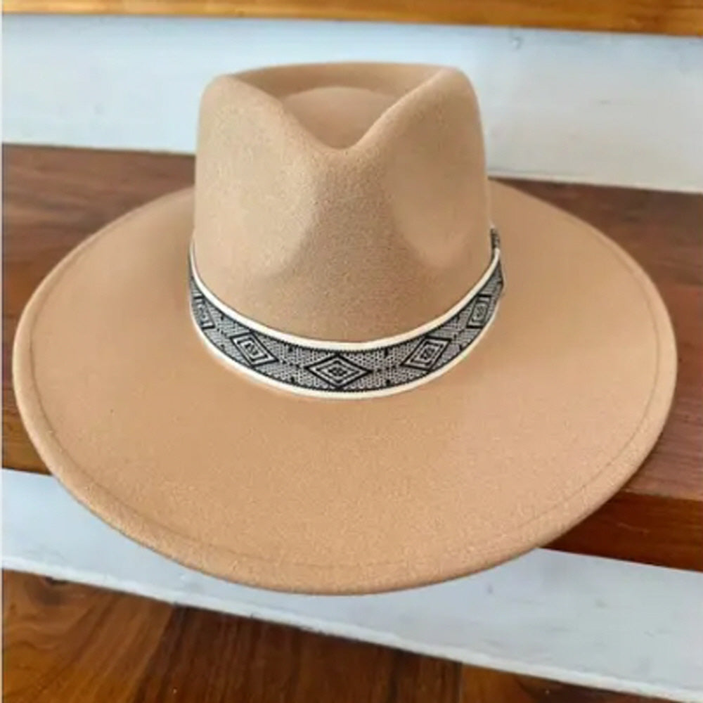 VEGAN FELT PANAMA HAT  W/ JACQUARD TAPE