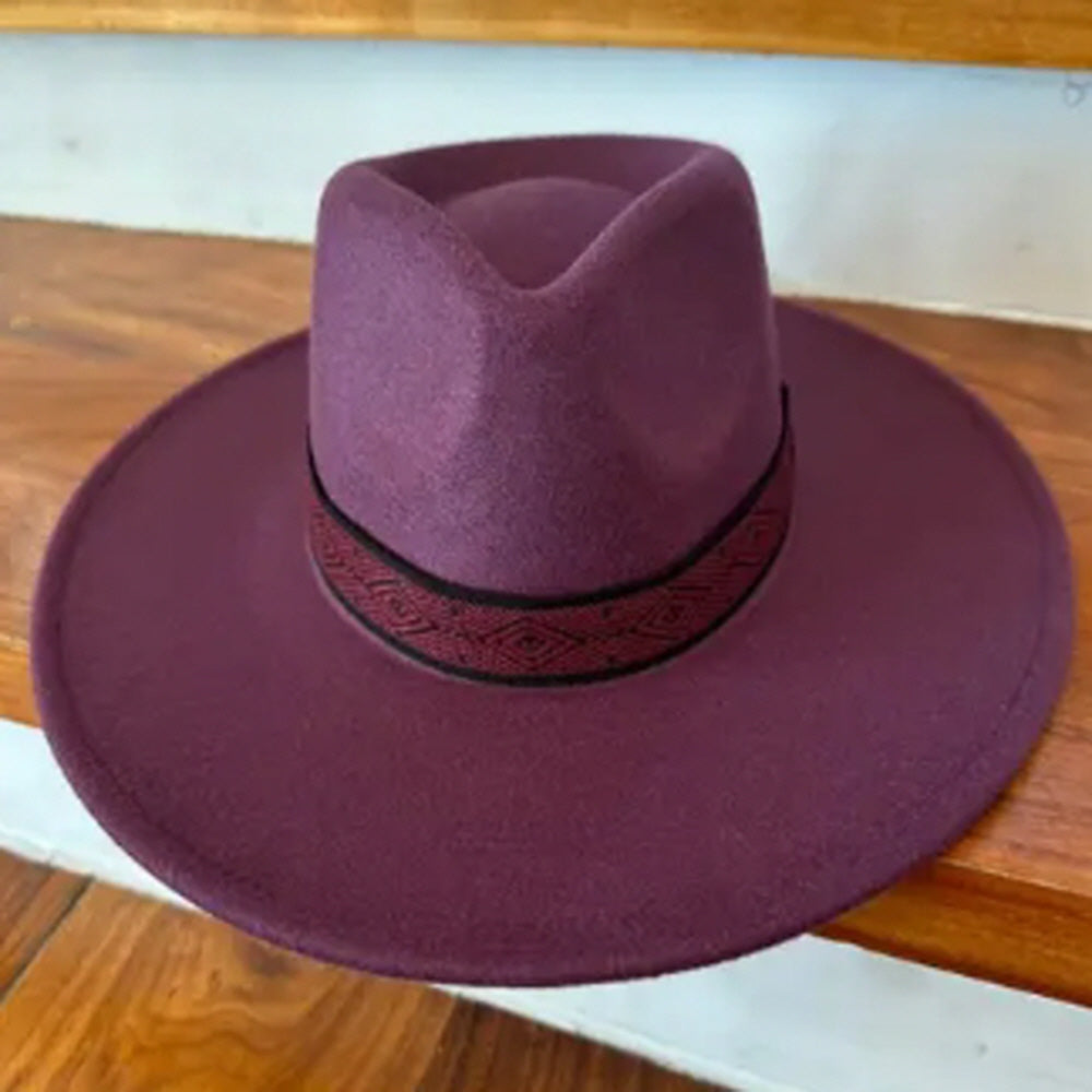 VEGAN FELT PANAMA HAT  W/ JACQUARD TAPE