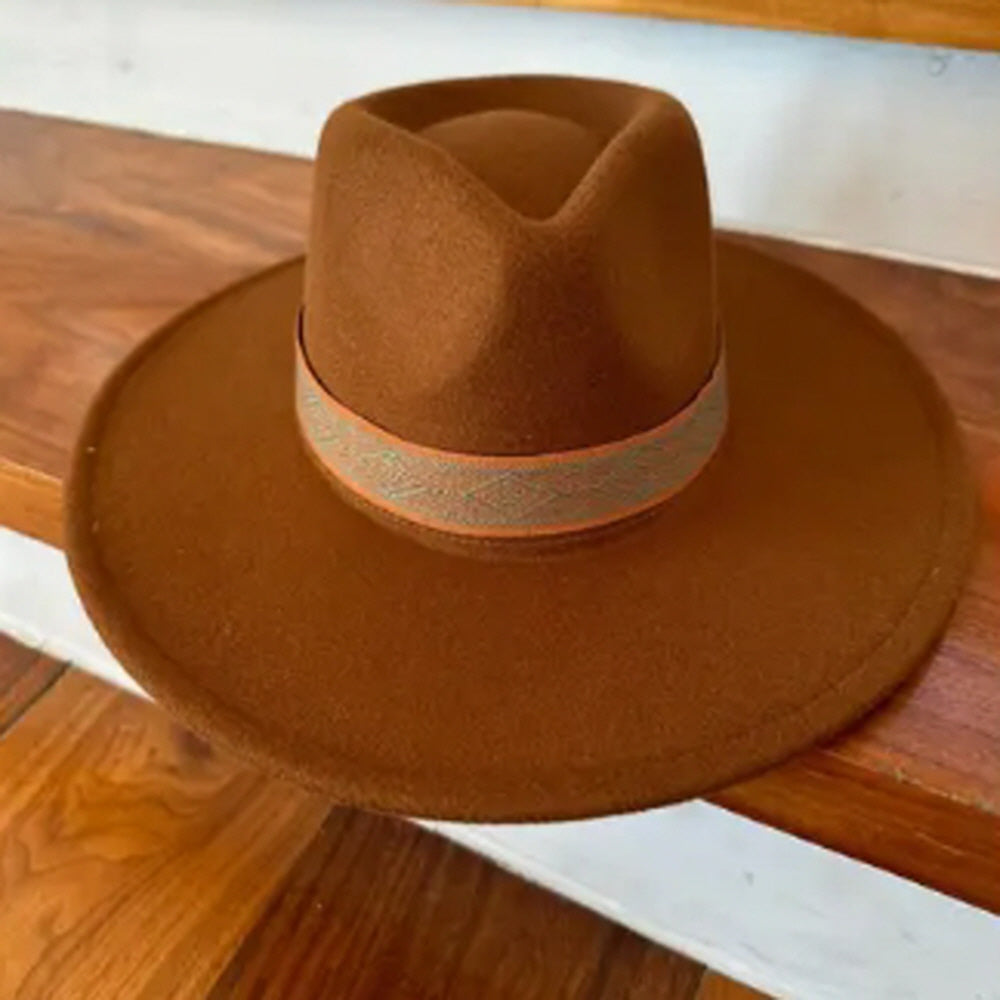 VEGAN FELT PANAMA HAT  W/ JACQUARD TAPE