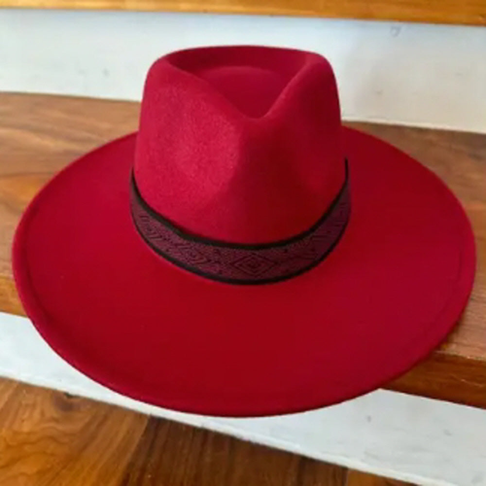 VEGAN FELT PANAMA HAT  W/ JACQUARD TAPE