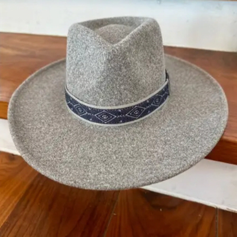 VEGAN FELT PANAMA HAT  W/ JACQUARD TAPE