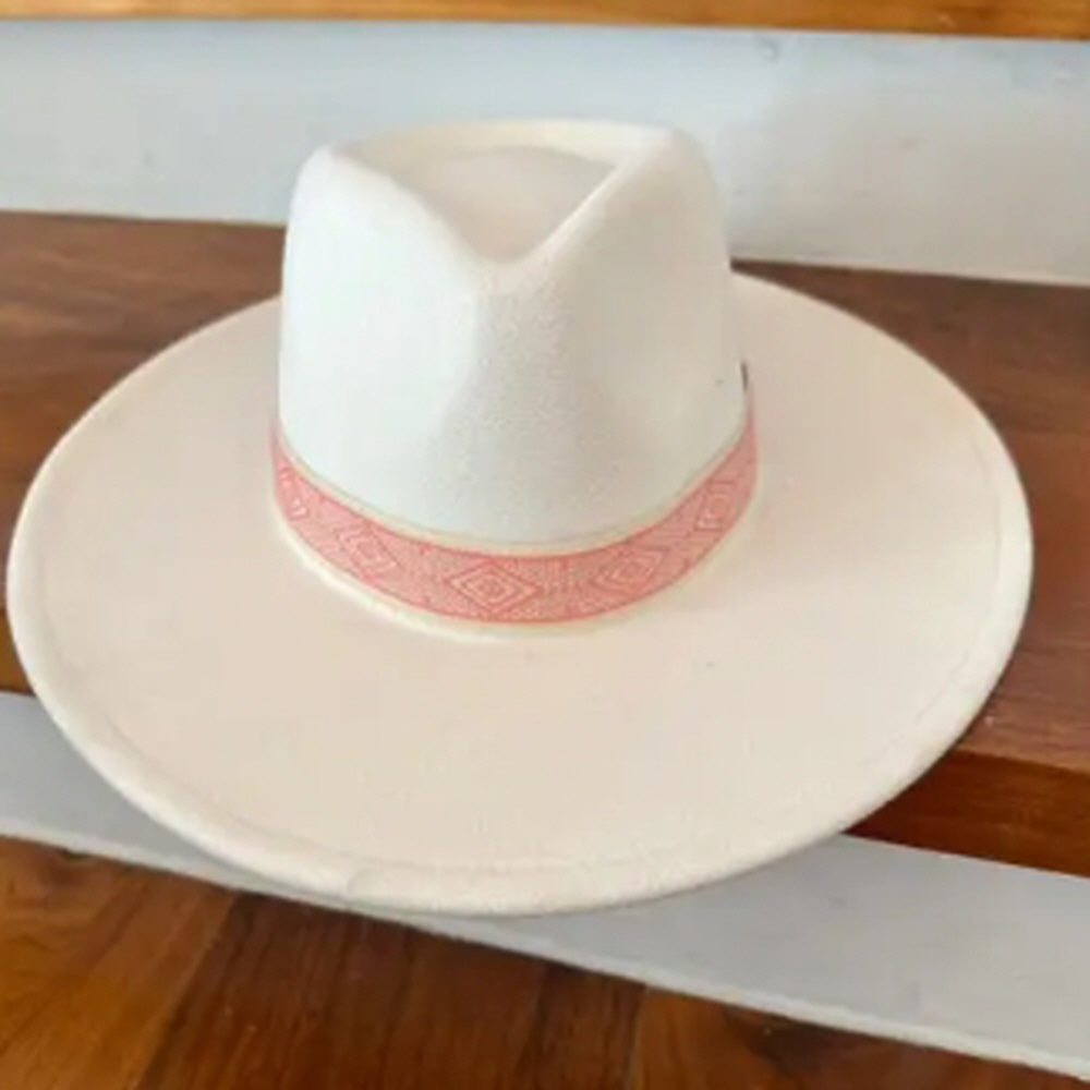 VEGAN FELT PANAMA HAT  W/ JACQUARD TAPE