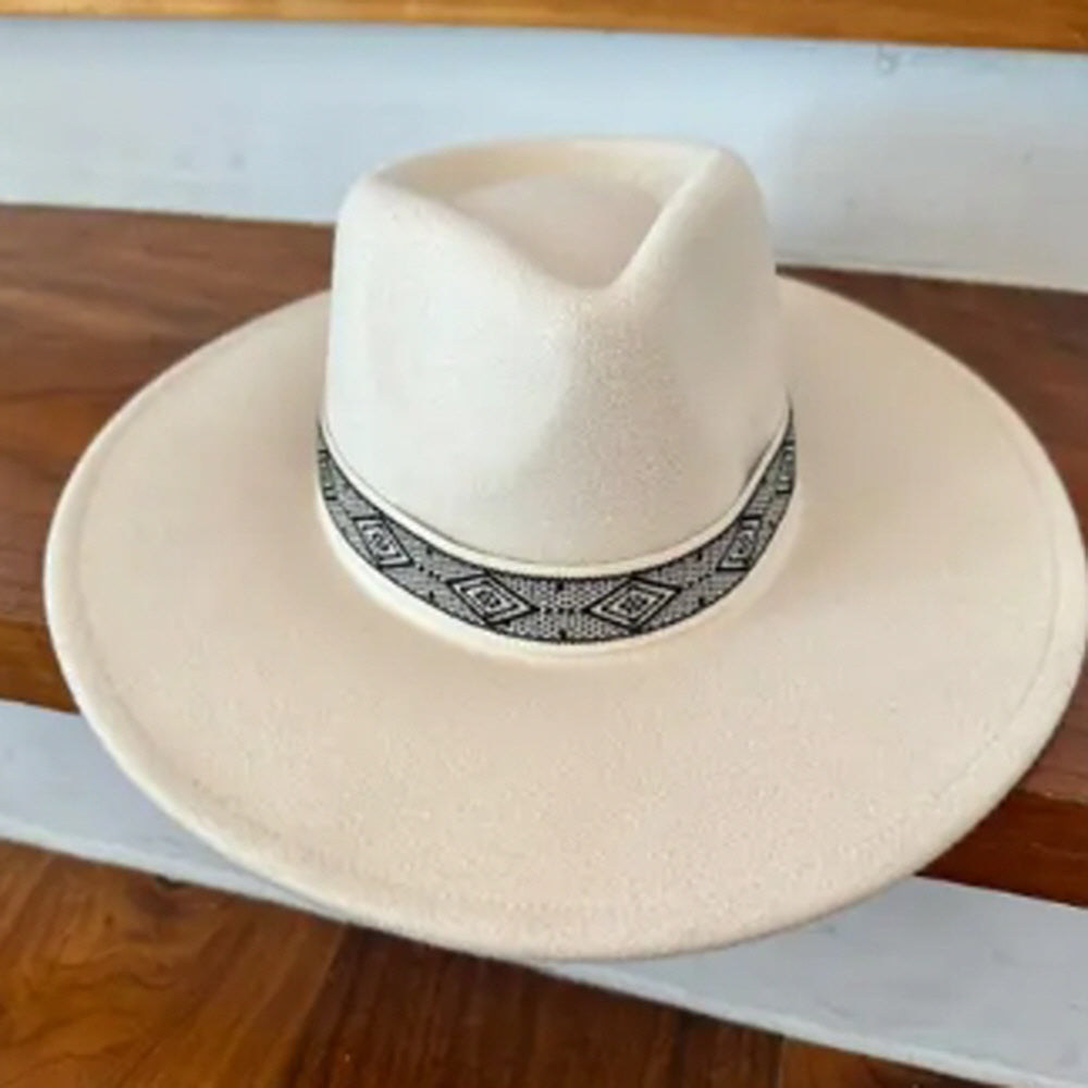 VEGAN FELT PANAMA HAT  W/ JACQUARD TAPE