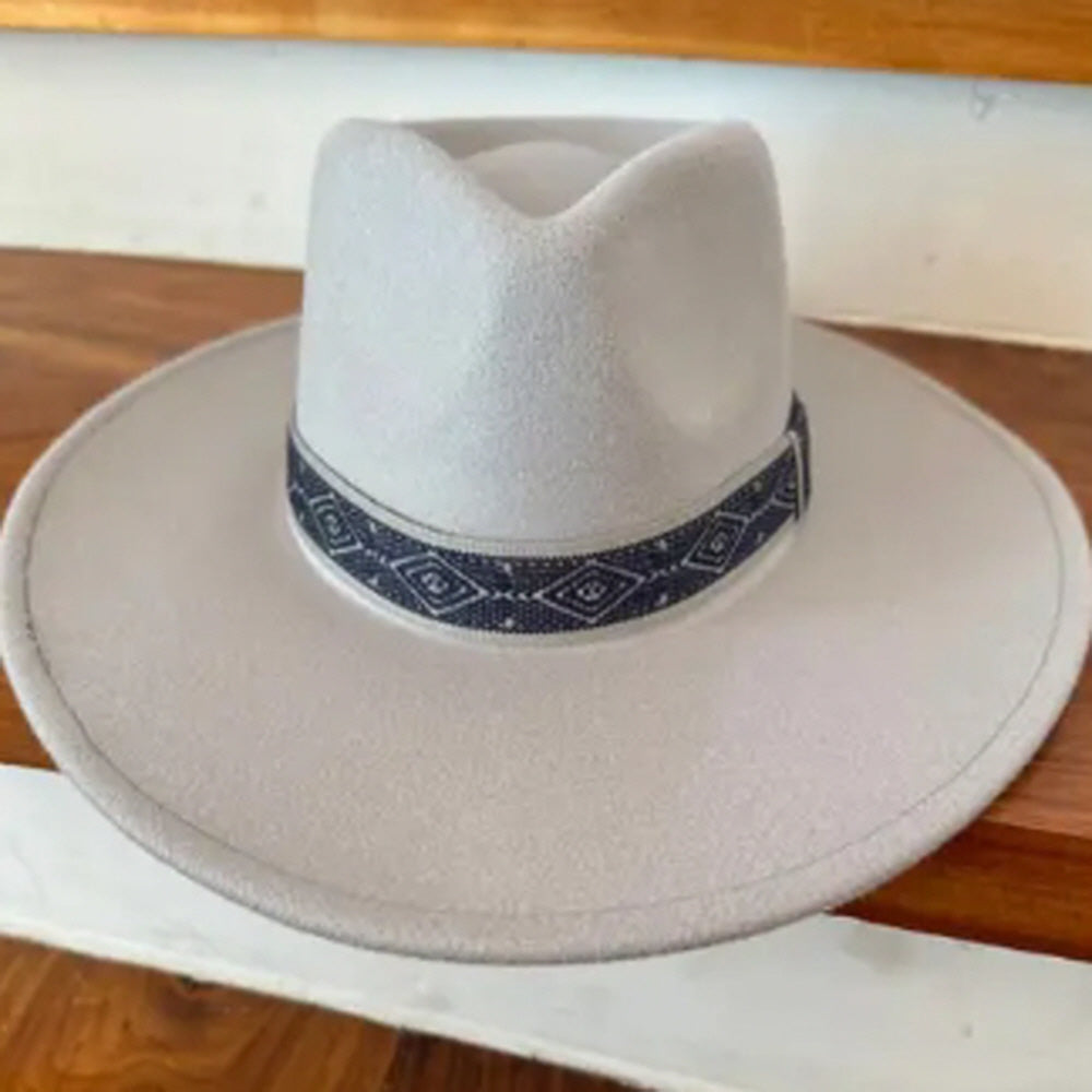 VEGAN FELT PANAMA HAT  W/ JACQUARD TAPE