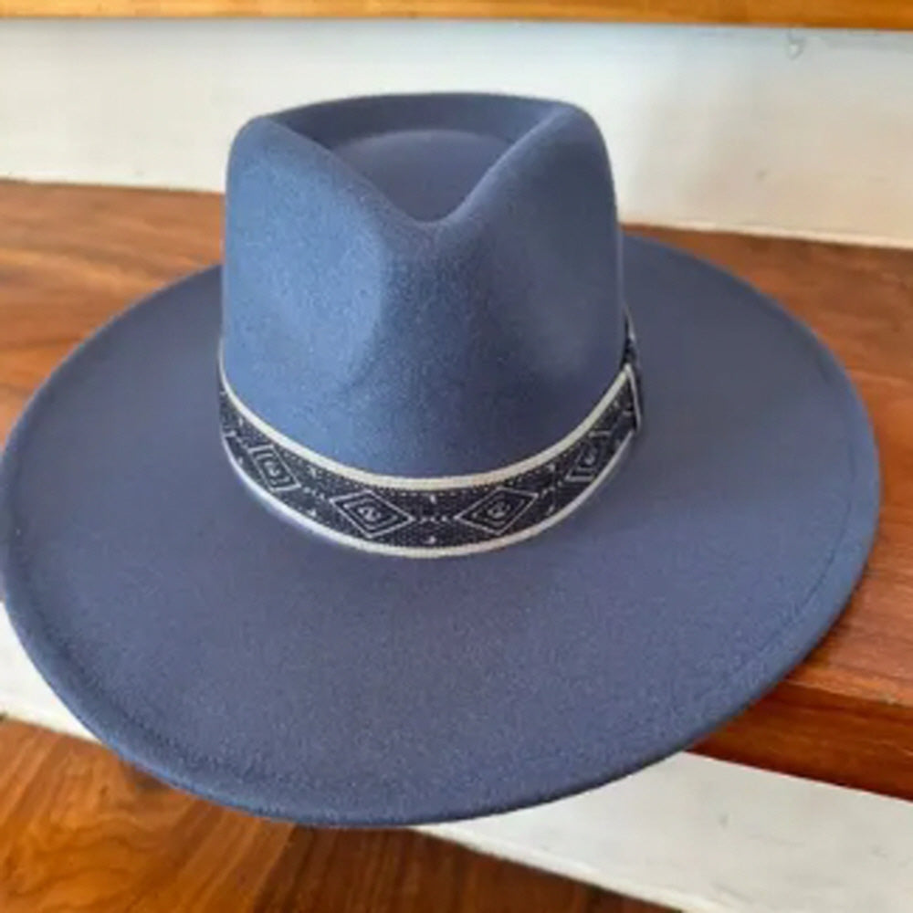 VEGAN FELT PANAMA HAT  W/ JACQUARD TAPE