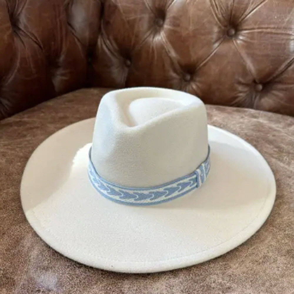 VEGAN FELT PANAMA HAT  W/ JACQUARD TAPE