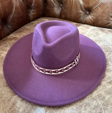 VEGAN FELT PANAMA HAT  W/ JACQUARD TAPE