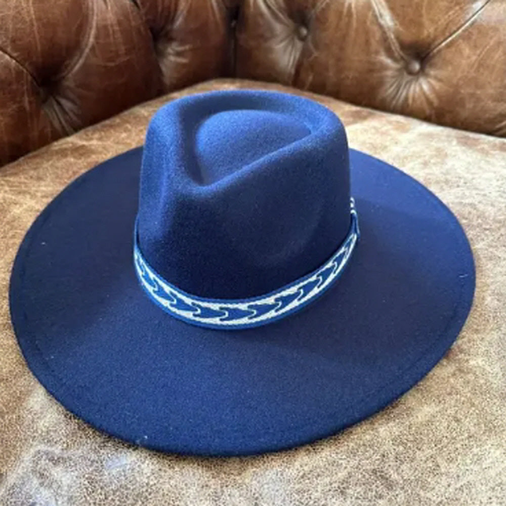 VEGAN FELT PANAMA HAT  W/ JACQUARD TAPE