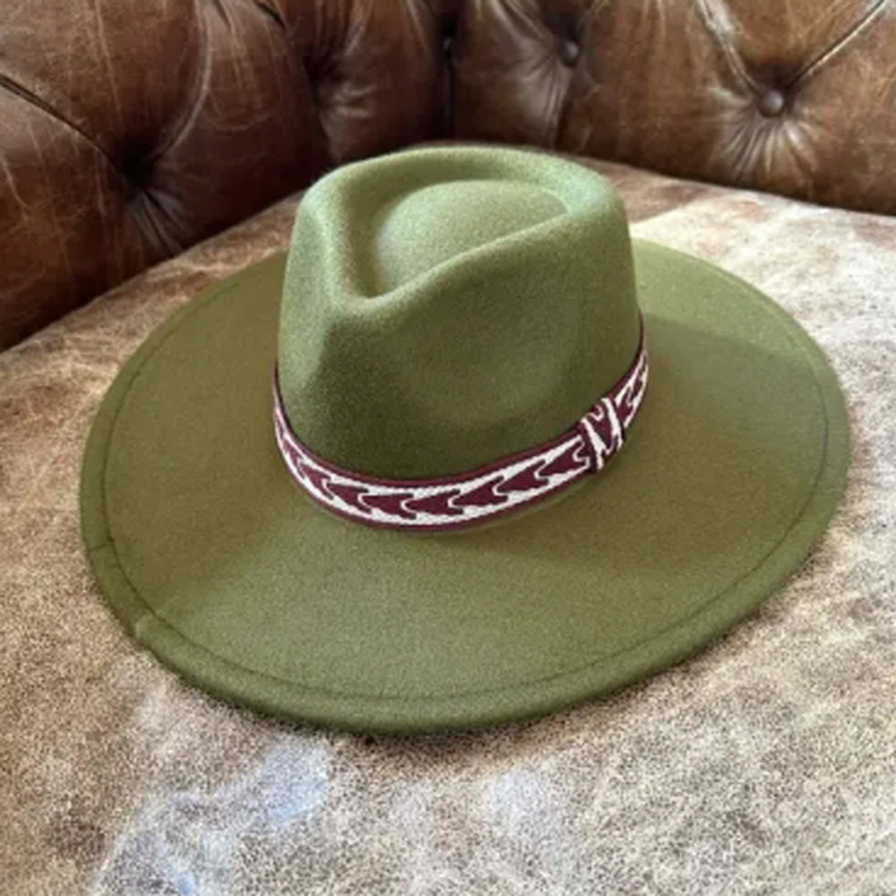 VEGAN FELT PANAMA HAT  W/ JACQUARD TAPE