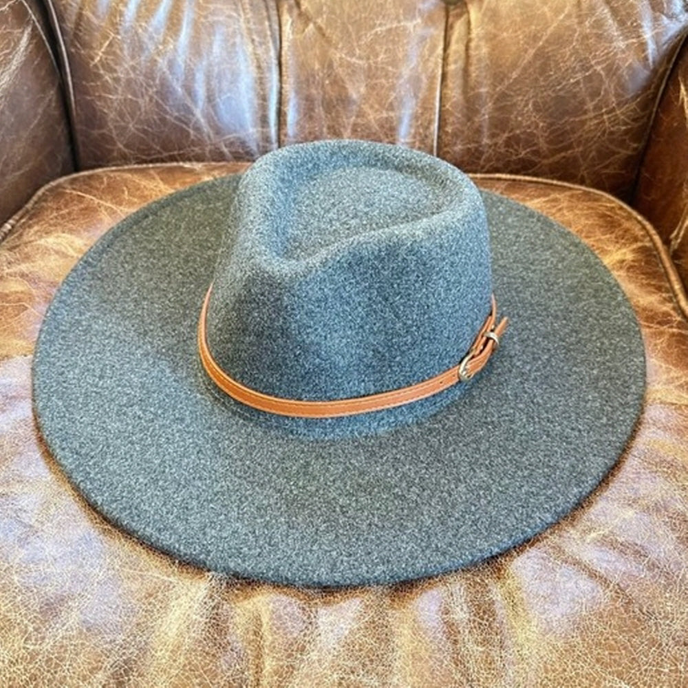 VEGAN FELT RANCHER WITH LEATHER BELT