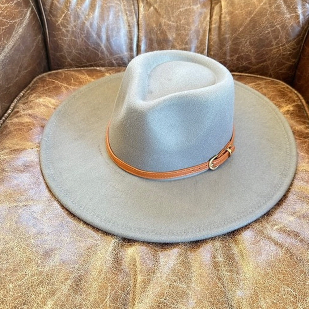 VEGAN FELT RANCHER WITH LEATHER BELT