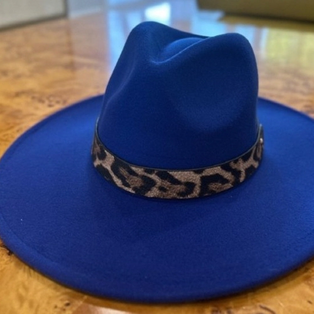 VEGAN FELT FEDORA  LEOPARD PRINT BELT