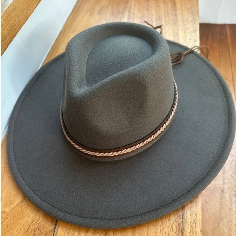 VEGAN FELT RANCHER HAT WITH BRAIDE SUDE BELT