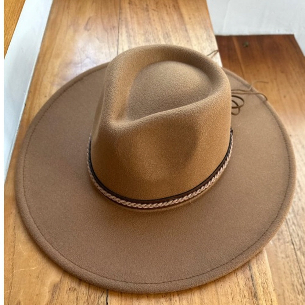 VEGAN FELT RANCHER HAT WITH BRAIDE SUDE BELT