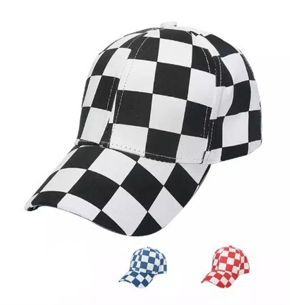 CHECKER PLAID PRINT CAP HAT