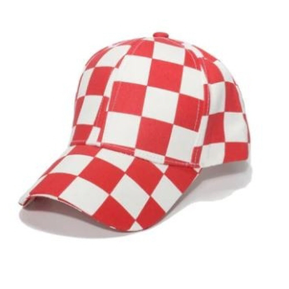 CHECKER PLAID PRINT CAP HAT