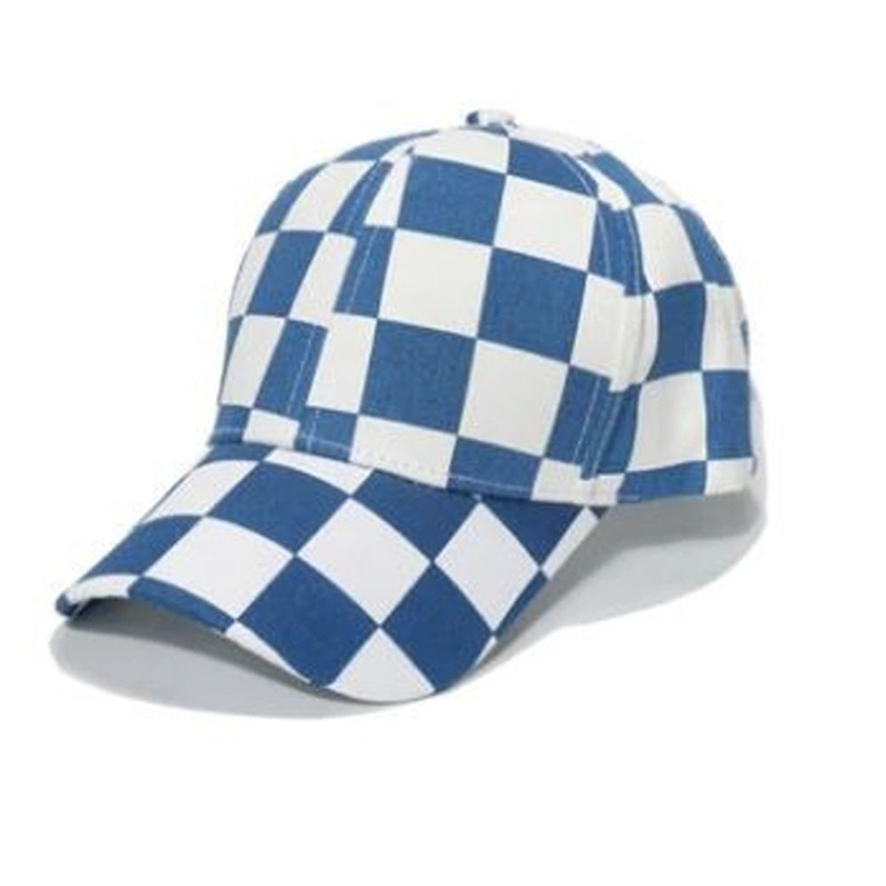 CHECKER PLAID PRINT CAP HAT