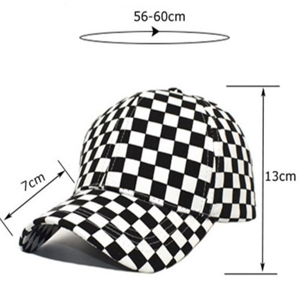 CHECKER PLAID PRINT CAP HAT