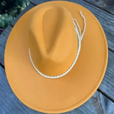 VEGAN FELT FEDORA HAT WITH SUEDE BRAID TUSSLE