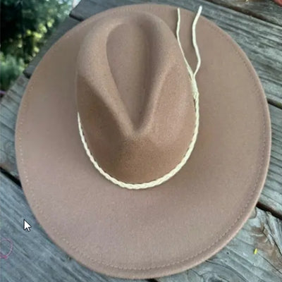 VEGAN FELT FEDORA HAT WITH SUEDE BRAID TUSSLE