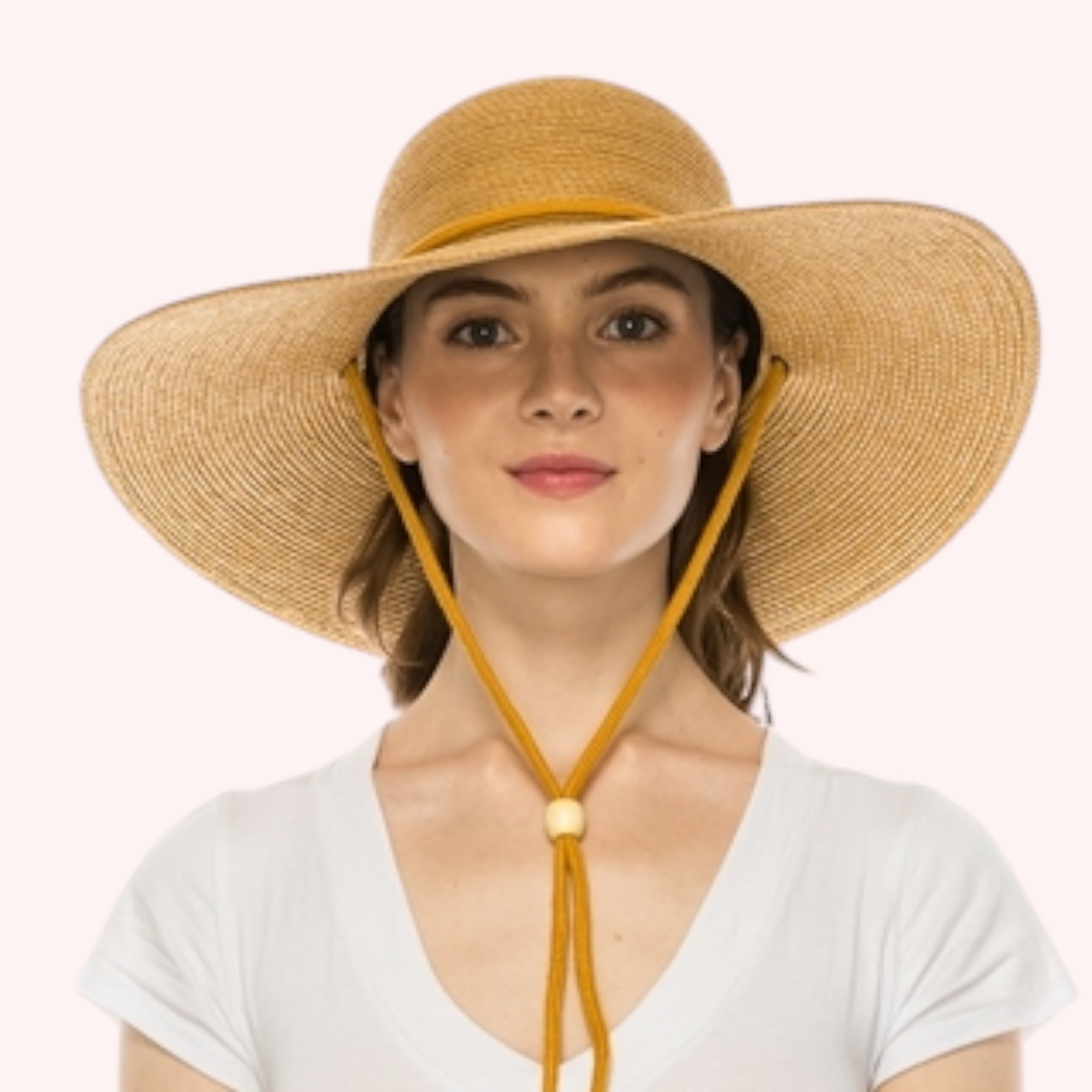 Packable Straw Sun Hat w/ Chin Cord - 4 Colors