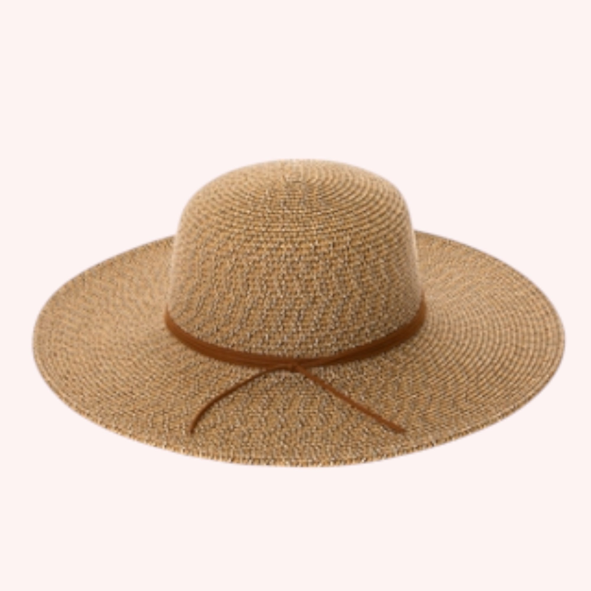 Heather Straw Sun Hat w/ Suede Tie