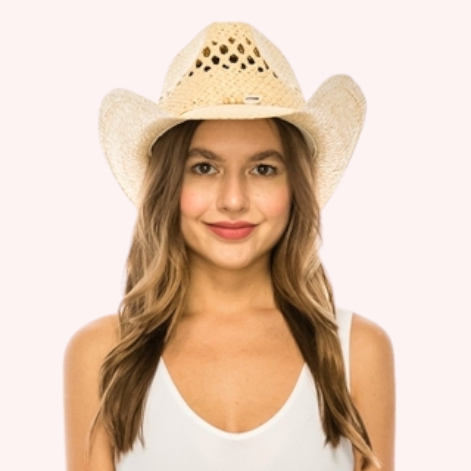 Straw Cowboy Hat w/ Seashells