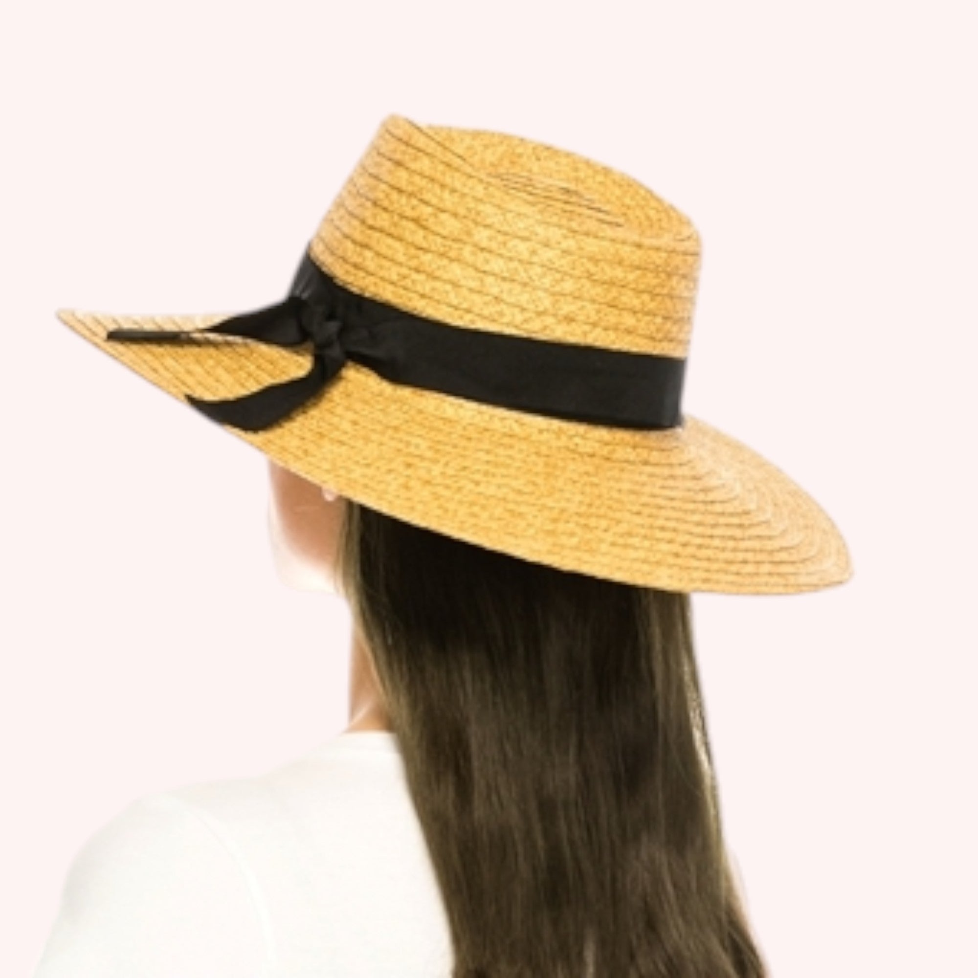 Straw Panama with Black Ribbon Bow