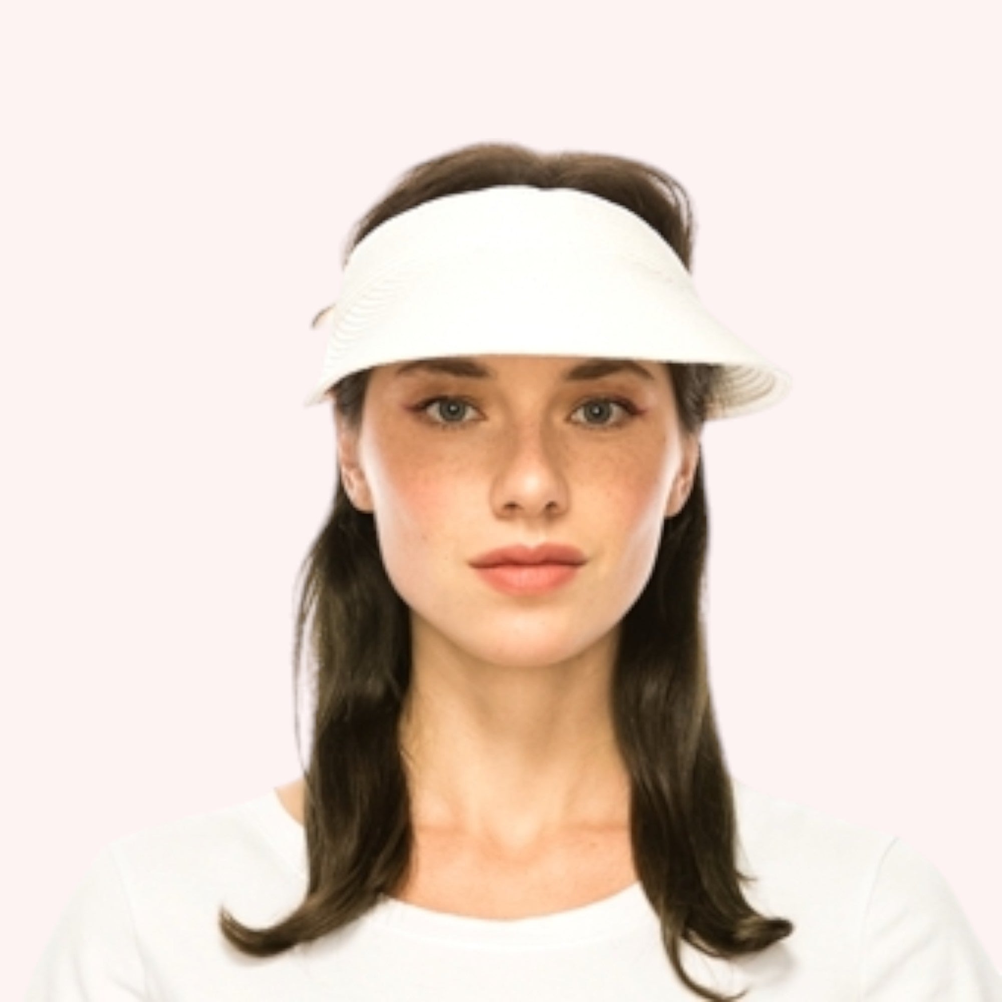 Straw Visor With Stretch Tie