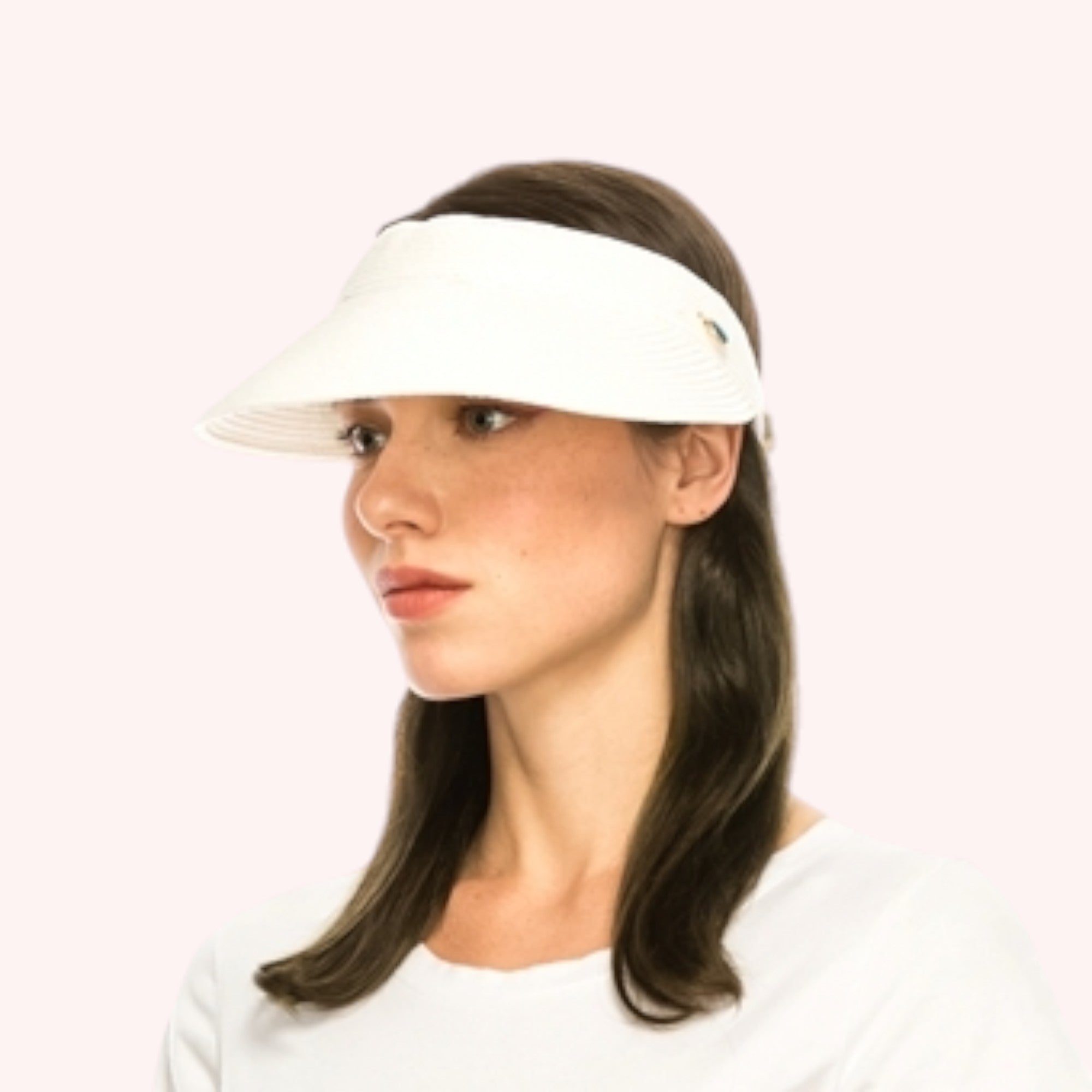 Straw Visor With Stretch Tie