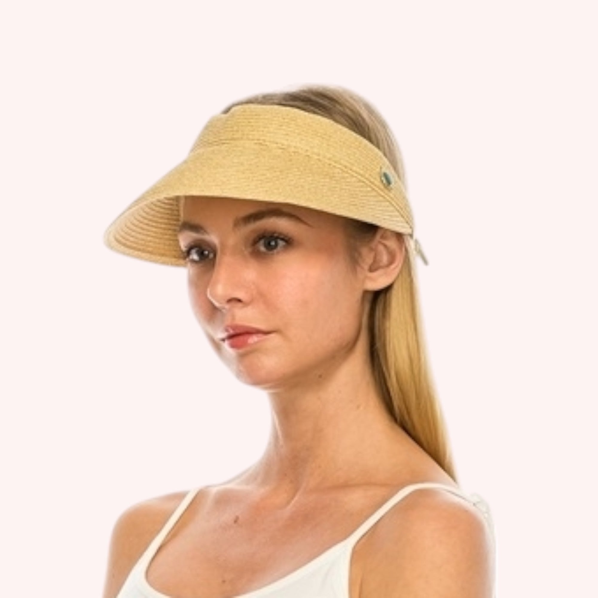 Straw Visor With Stretch Tie