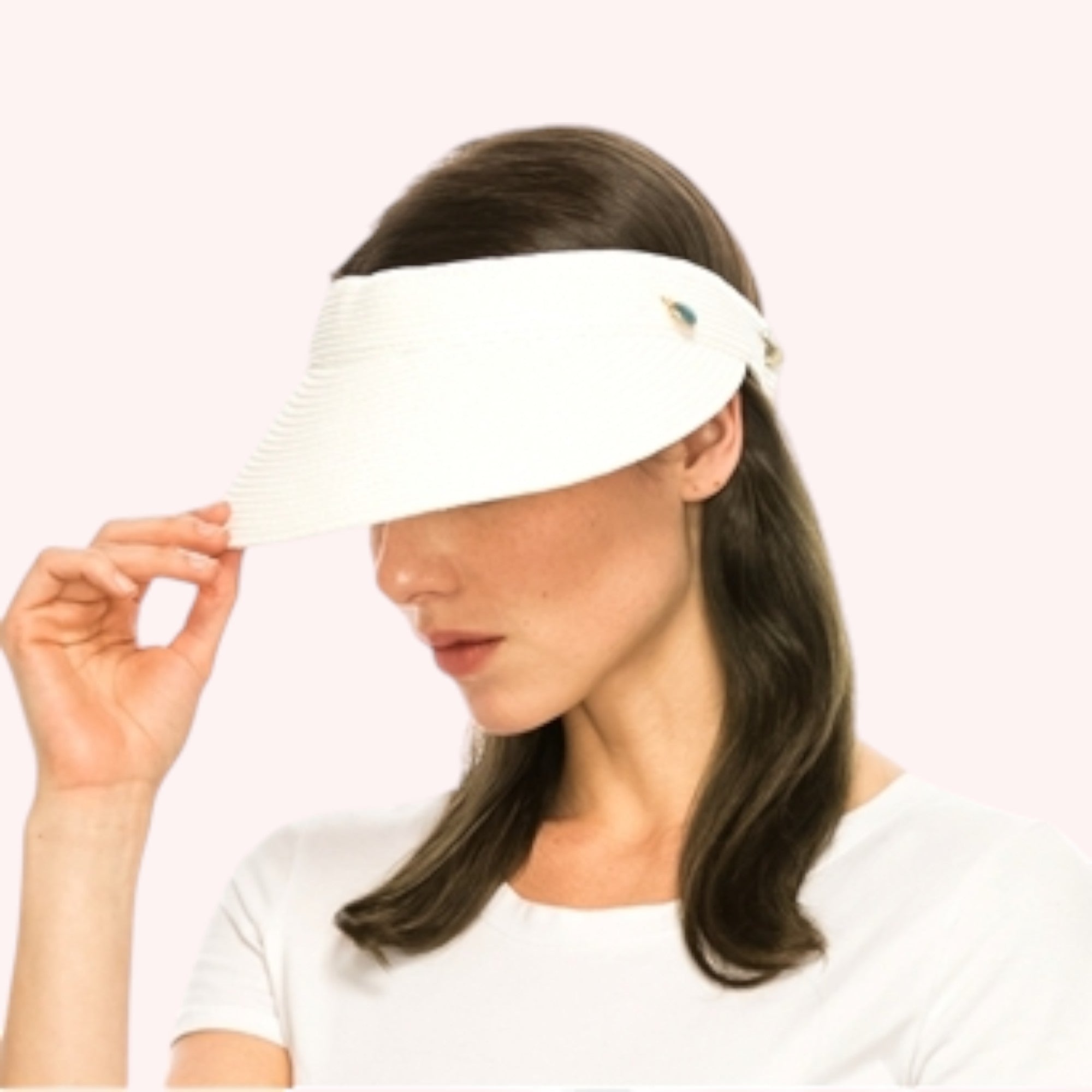 Straw Visor With Stretch Tie